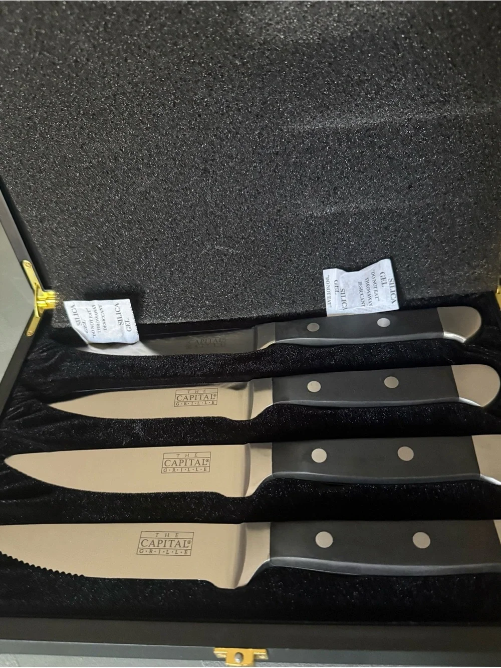 The Capital Grill Premium Black Handle Stainless Steel Steak Knife Set 4 Pieces